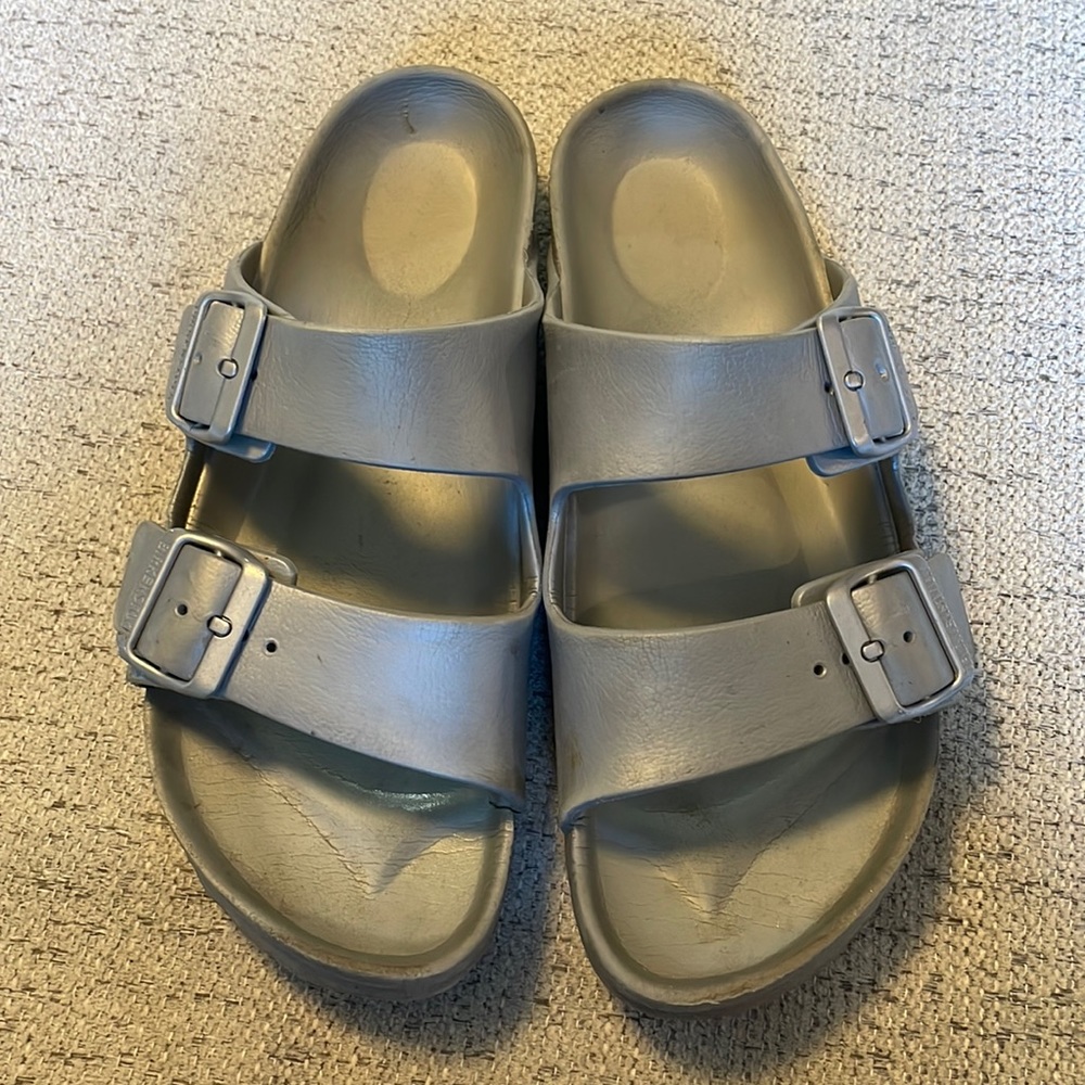 Silver Rubber Birkenstock Sandals